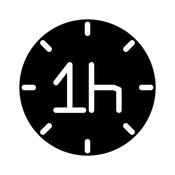 one hour glyph icon