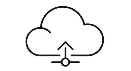 Simple line drawing of a cloud with an upward pointing arrow below it
