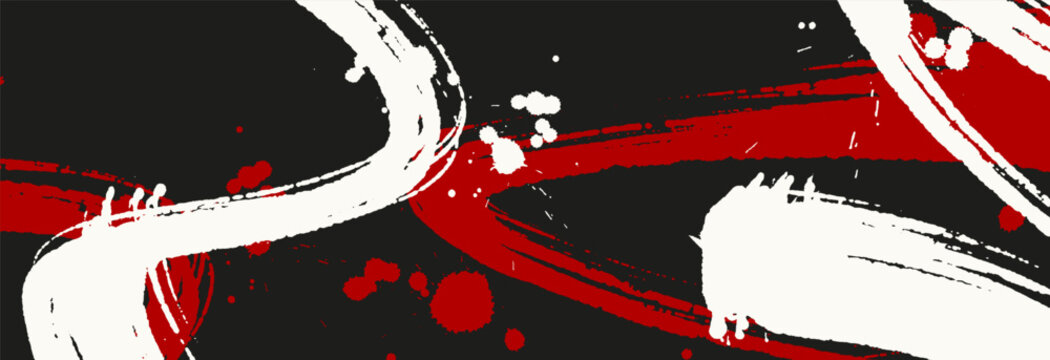 Minimalist vector illustration with bold ink brush strokes and splatters background ideal for modern art and graphic design.