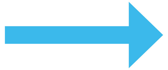 Obraz premium A large Blue icon with a solid long arrow pointing to the Right on a White Background. Blue long arrow to the right . Long arrow vector, isolated. Blue bold arrow Isolated on white Background . 