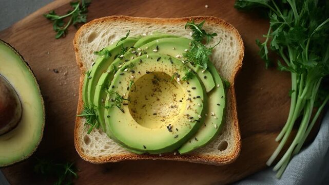 Avocado Toast with Sesame Seeds and Greens