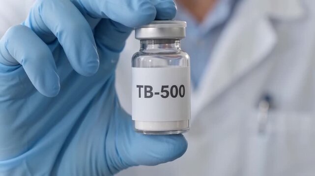 doctor holding TB-500 peptide vial therapy for longevity and biohacking
