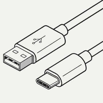 USB Type C Port Vector Icon Detailed Minimal Tech Design