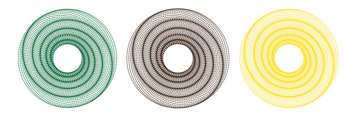 Naklejka premium Colorful spiral shapes in green, brown, and yellow hues isolated on transparent background