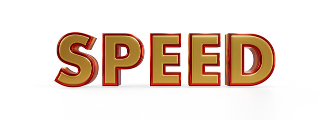 Decorative elegant Metallic 3d text "SPEED" on Transparent Background, Modern realistic gold and red color Typography Illustration.