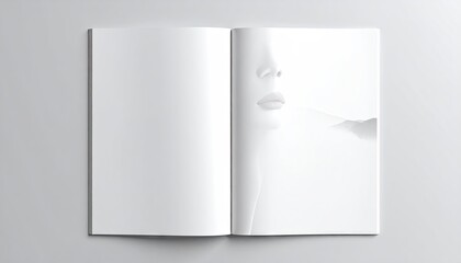 Blank Open Magazine Pages Mockup on a Clean Gray Background.