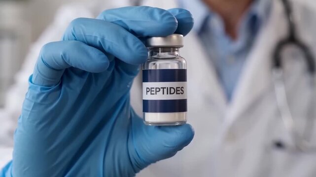 doctor holding peptide vial therapy for longevity and biohacking
