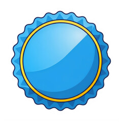 Blue bottle cap icon with yellow ring isolated on transparent background