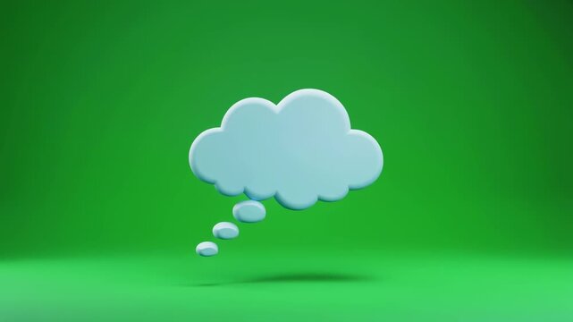 Blue 3D Speech Bubble with Soft Lighting on Green Background for Messaging App Interface Concept