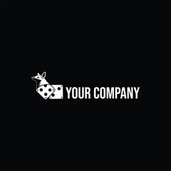 Fototapeta na wymiar Modern Dice Animal Logo on Black Background – Minimalist Company Branding Template