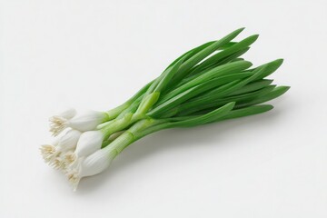 Fototapeta premium Fresh spring onions on white background