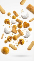 Assorted traditional Indonesian cookies levitating