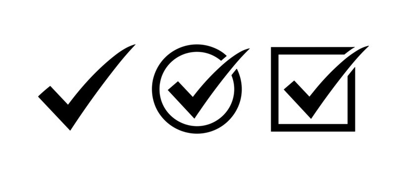 Check mark icon set vector, approval tick symbol for website, mobile app and user interface design 