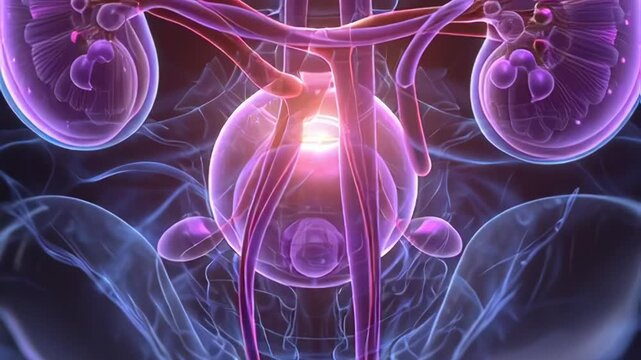 3D Anatomical Visualization of Female Reproductive System in Translucent Pelvis, 8K