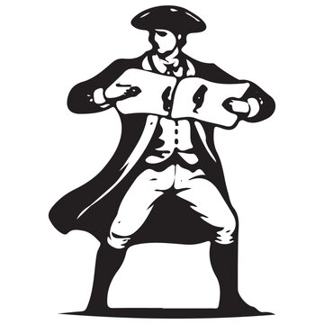 Patriot Reading Declaration Silhouette Illustration