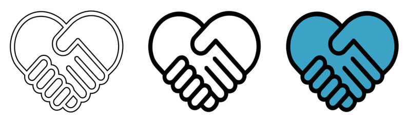 Obraz premium Heart Handshake Icon for Partnership Trust and Charity Concept
