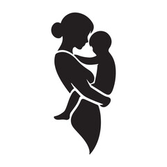 parent carrying child vector silhouette clip art logo design illustration. abstract parent child icon collection