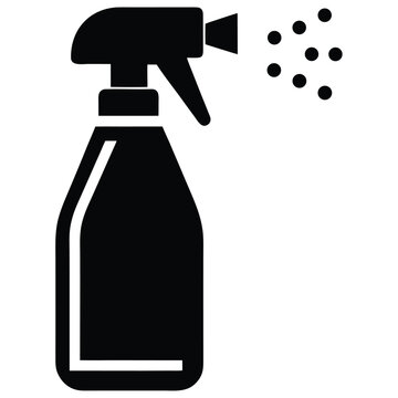 Sanitizing spray bottle icon on white background silhouette