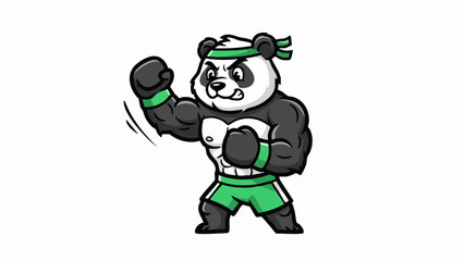 Obraz premium Strong panda bear in boxing stance ready to fight with gloves.