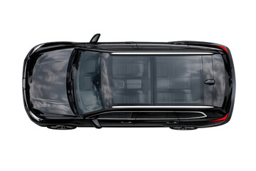 Black suv car top view with sunroof