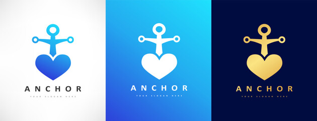 Anchor Nautical logo vector. Helm and anchor design