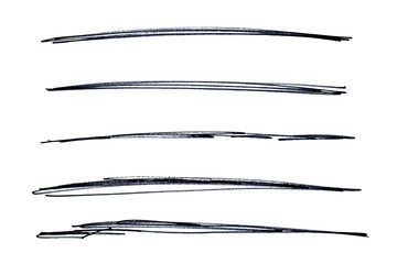 Set of black hand drawn marker pen stroke line transparent background design element doodle scribble underline © Emre Akkoyun
