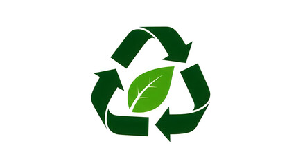 Eco friendly recycling symbol with green leaf