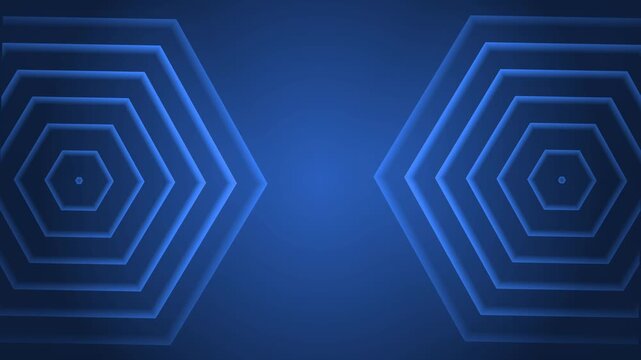 Glowing hexagon mirror background shape line animation