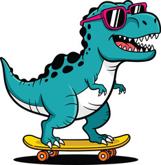 Naklejka premium Cool t rex on skateboard isolated on transparent background
