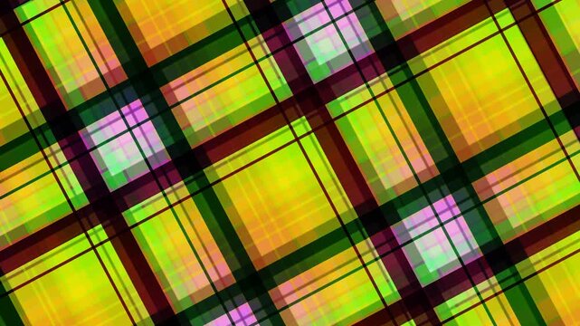 Colorful Plaid Tartan Pattern with Bright Yellow Green and Pink Abstract Background