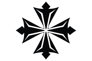 Obraz premium maltese cross silhouette line art vector illustration