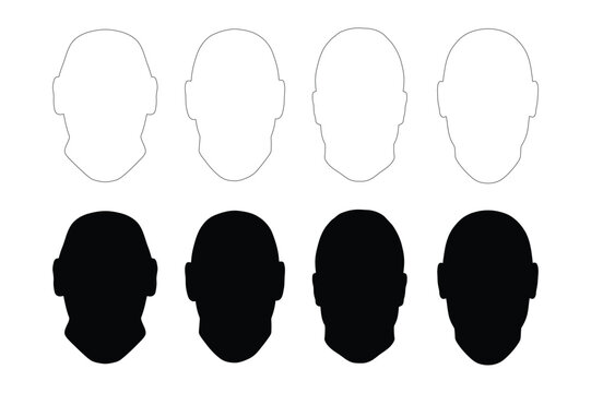 Head Silhouettes: Outlines and Solid Black Profiles