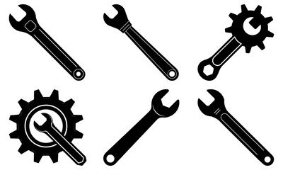 Collection of wrenches and gears symbolizing industrial machinery and mechanical engineering concepts