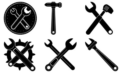 Collection of wrenches, hammers, and spanners arranged neatly, showcasing various tools for industrial and mechanical tasks