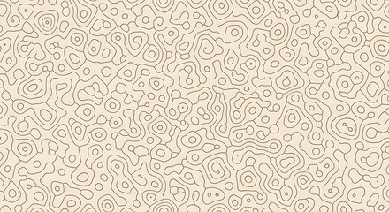 Beige abstract topographic contour lines seamless pattern