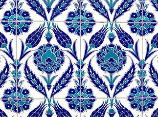 Detail of the traditional tiles from facade of old house. Decorative tiles.Valencian traditional tiles. Floral ornament.