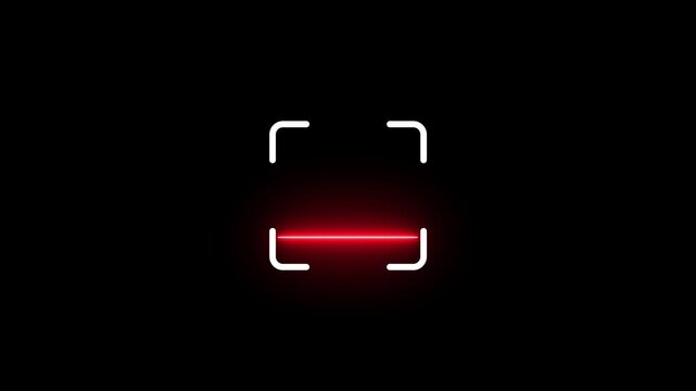 scanner icon animation isolated scanner neon shine icon animation .fingerprint biometric scanning animation. Biometric scanning showing neon fingerprint icon with fingerprint line animation