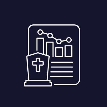 reduce mortality icon with graph, death rate report line design