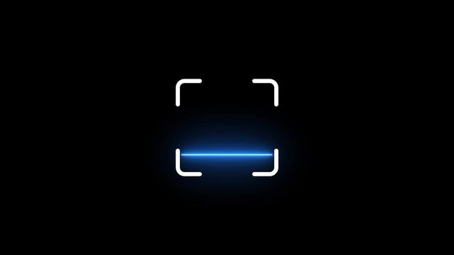 scanner icon animation isolated scanner neon shine icon animation .fingerprint biometric scanning animation. Biometric scanning showing neon fingerprint icon with fingerprint line animation