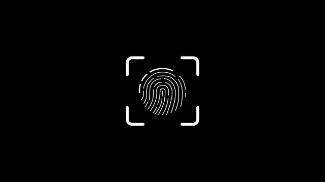 scanner icon animation isolated scanner neon shine icon animation .fingerprint biometric scanning animation. Biometric scanning showing neon fingerprint icon with fingerprint line animation