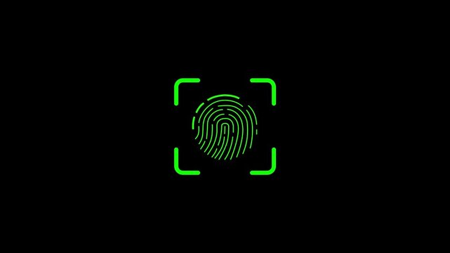 scanner icon animation isolated scanner neon shine icon animation .fingerprint biometric scanning animation. Biometric scanning showing neon fingerprint icon with fingerprint line animation