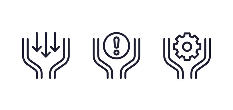 Bottleneck line icons, vector pictograms on white