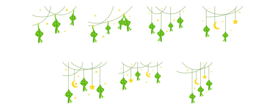 Ketupat Decoration Eid Al Fitr Illustration. Vector Isolated.