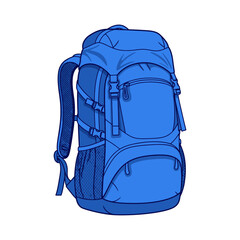 Blue Backpack with Multiple Pockets.