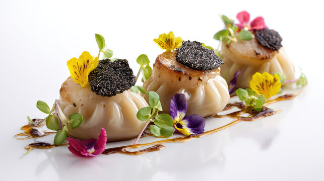 dim sum har gow with black truffle delicacy
