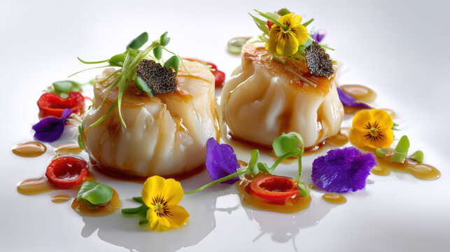 dim sum har gow with black truffle delicacy