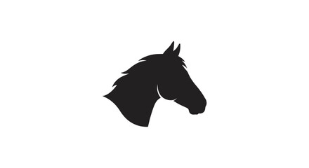 Fototapeta premium Silhouette of a horse head facing right shows a strong profile suitable for equestrian branding.