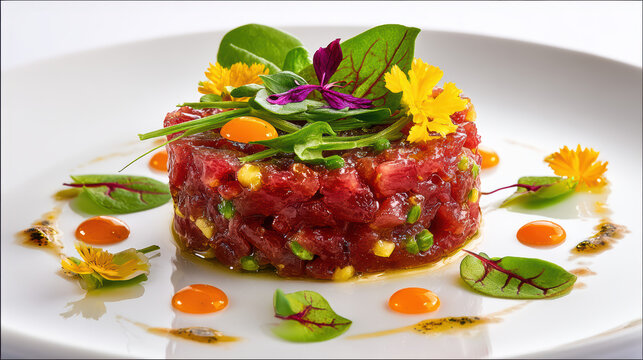 transparent japanese toro tartare with ponzu gel appetizer
