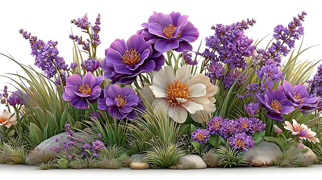 Purple wildflower garden illustration high resolution picture
