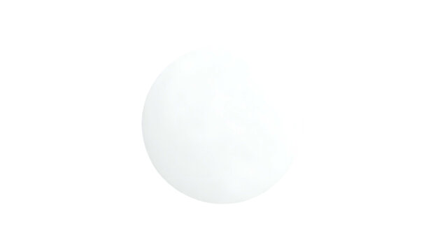 White circular object with a thin dark outline against black